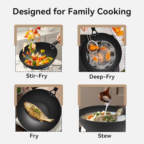 11.8" High Purity Iron Wok Pan (11.8 Inch Flat Bottom)