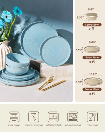Ceramic Dinnerware Sets for 6 (Ice Blue)