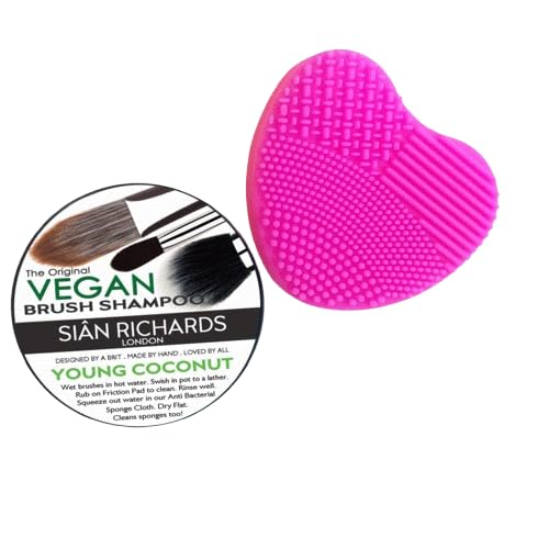 Siân Richards London – Young Coconut Brush Shampoo, Deep Clean Pad & Drying Cloth for Makeup Brushes and Sponges in Waterproof Pouch