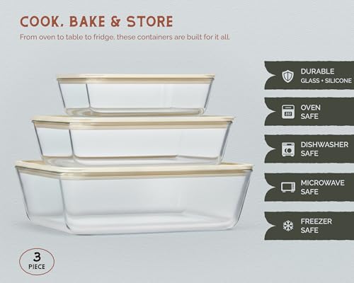 Non Toxic Glass Storage Container Set (Rectangular - Set Of 3)