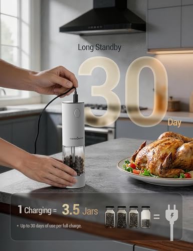 Electric Salt and Pepper Grinder Set (Large / Snow White)