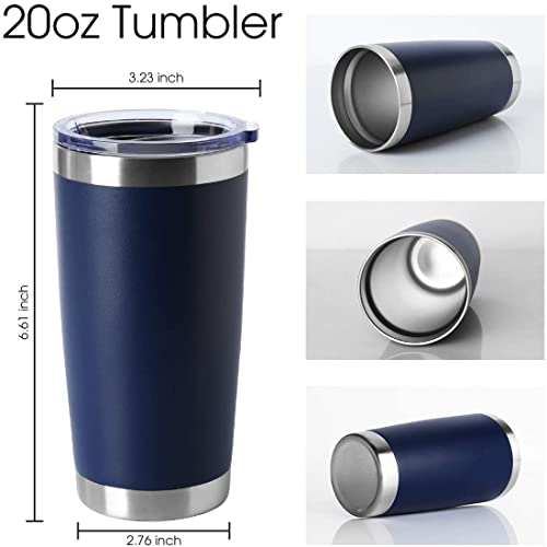 20oz Tumblers Stainless Steel Mugs with Lid Double Wall Vacuum Insulated Coffee Cups for Cold & Hot Drinks (Navy-A / 12 Count (Pack of 1))