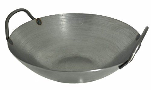 12 Inches Carbon Steel Flat Bottom Wok with Two Side Handle (12-Inches)