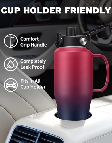 32 oz Insulated Water Bottle with Handle (Gray / 32 Ounces with built-in handle)