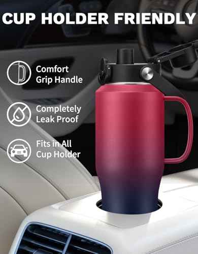 32 oz Insulated Water Bottle with Handle (Gray / 32 Ounces with built-in handle)