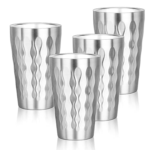 Stainless Steel Double Wall Cups (fire diamond-patterned / 16oz,4pcs)