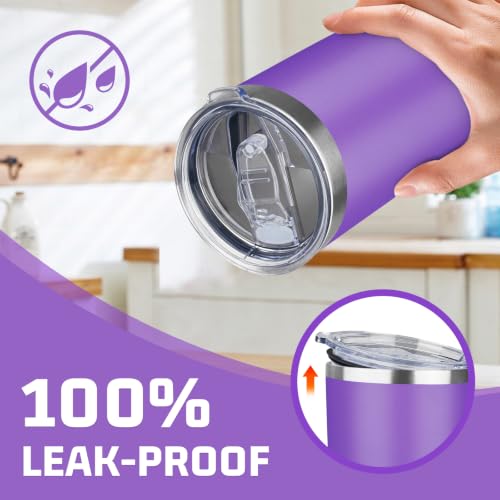 20oz Tumbler with Lid Double Wall Vacuum Insulated Travel Coffee Mug Stainless Steel Thermal Cup Powder Coated Sturdy Coffee Tumbler for Hot and Cold Beverage (20oz / Purple)
