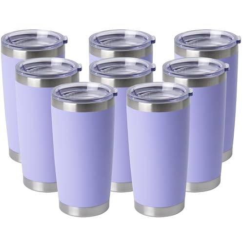 20oz Stainless Steel Tumblers Bulk (Light Purple-A / 8 Count (Pack of 1))