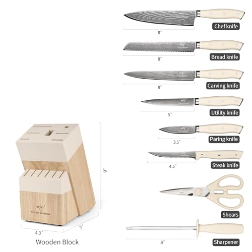 Damascus Kitchen Knife Set 14 Pieces with Shears & Sharpener