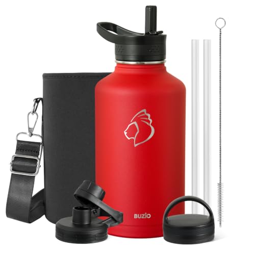 Half Gallon Water Jug Insulated Stainless Steel (64 Ounces / Red)