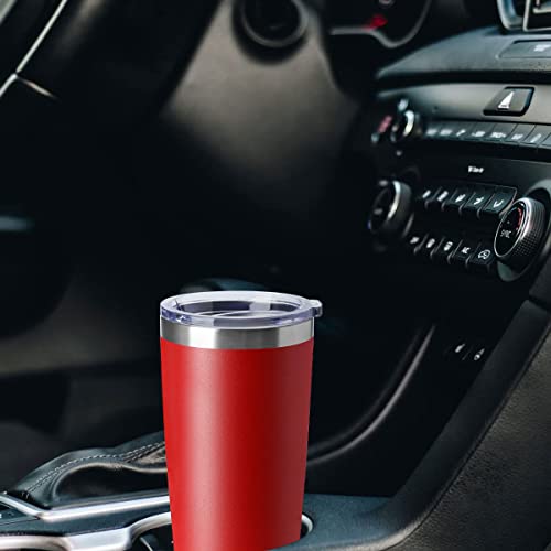 20oz Tumblers Stainless Steel Mugs with Lid Double Wall Vacuum Insulated Coffee Cups for Cold & Hot Drinks (Red-A / 4 Count (Pack of 1))