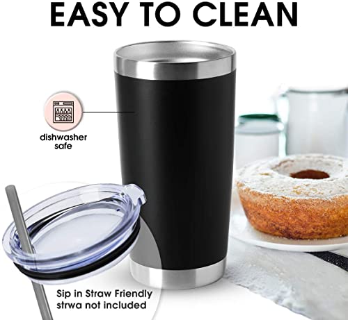 20oz Tumblers Stainless Steel Mugs with Lid Double Wall Vacuum Insulated Coffee Cups for Cold & Hot Drinks (Black-A / 12 Count (Pack of 1))