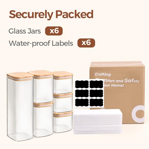 Glass Storage Containers Set of 6 (0.6qtx3 + 0.8qtx1 + 1.2qtx1 + 2.2qtx1)