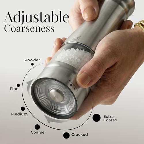 Electric Salt and Pepper Grinder Set (Black & Silver)