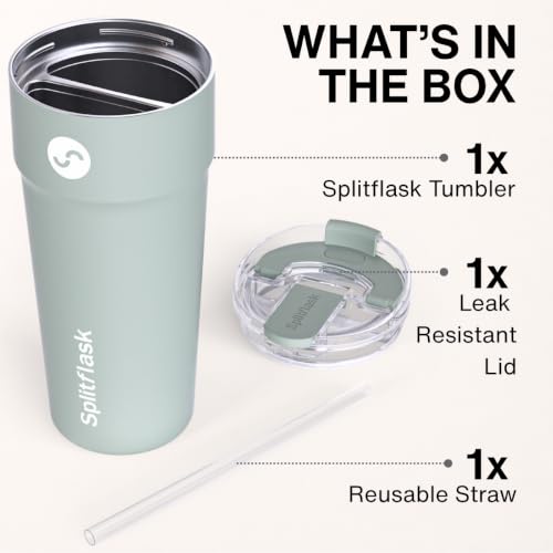 Stainless Steel Insulated Tumbler Cup with Straw & Sip Lid (Royceton Sage)