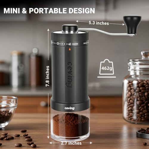 World's First 60g Large Capacity Manual Coffee Grinder (MEGA Gray / Ceramic Burr)