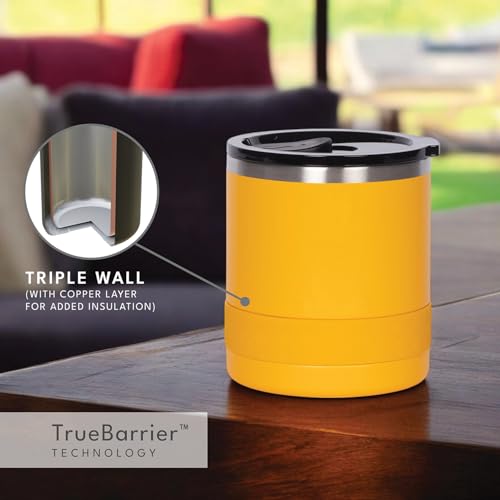 Recess Lowball 10oz Stainless Steel Tumbler Whiskey Glass w (10 Ounces / Citrus Yellow)