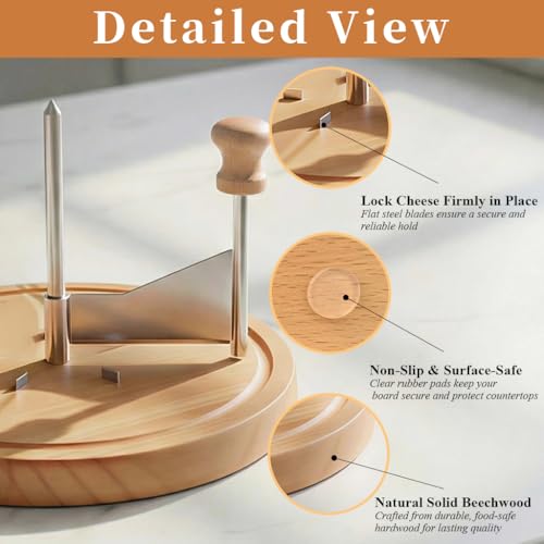 ZZXLLLO Girolle Cheese Curler Shaver Wheel with Lid for Tête de Moine (Wood)