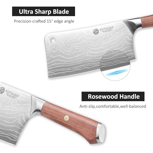 7 Inch Cleaver Knife with Full Tang Rosewood Handle