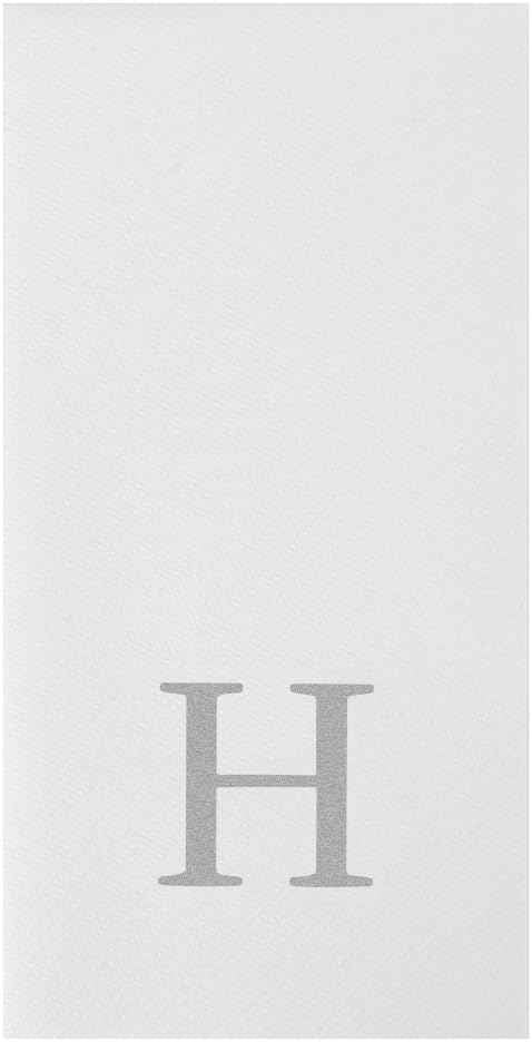 Luxenap 15.8 X 7.9 Inch Linen-Feel Guest Towels, 2000 Lettered Hand Towels - Silver Letter 'H', Sans Serif Font, White Paper Dinner Napkins, airlaid, For Restrooms And Tables - Restaurantware