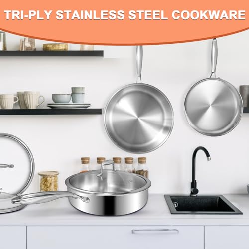 12 Inch Tri Ply Stainless Steel Frying Pan