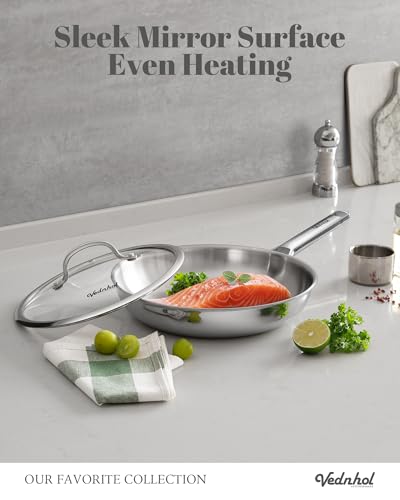 Stainless Steel Frying Pan Set with Lids 8"&10"&12" (3 Count)