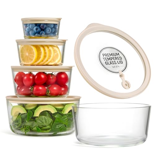 Non Toxic Glass Storage Container Set (Circular - Set Of 4)