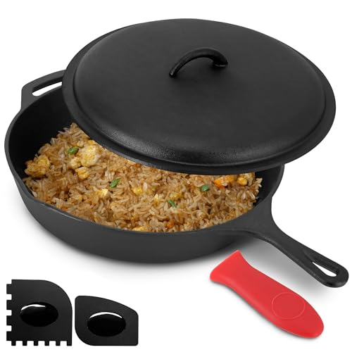 12 Inch Pre Seasoned Cast Iron Skillet with Cast Iron Lid (12 Inch Skillet / 12 Inch Skillet)