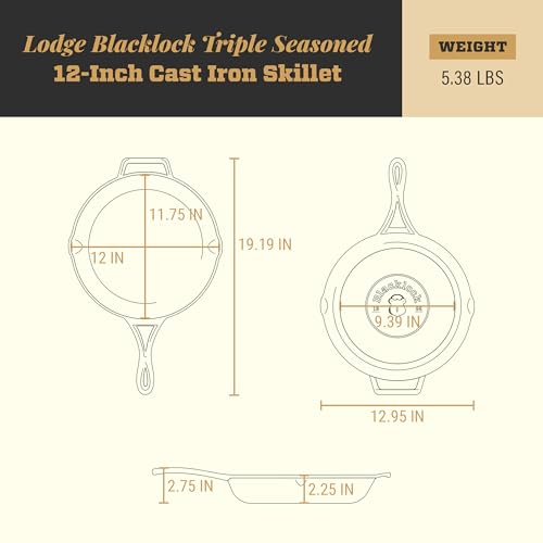 Blacklock 12 Inch Lightweight Cast Iron Skillet (12" (Pack of 1))