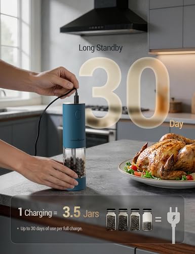 Electric Salt and Pepper Grinder Set (Large / Navy Blue)