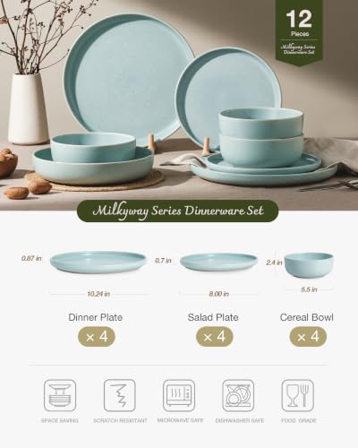Milkyway 12 Piece Stoneware Dinnerware Set (Light Blue / Service for 4 (Standard Dinner Set))