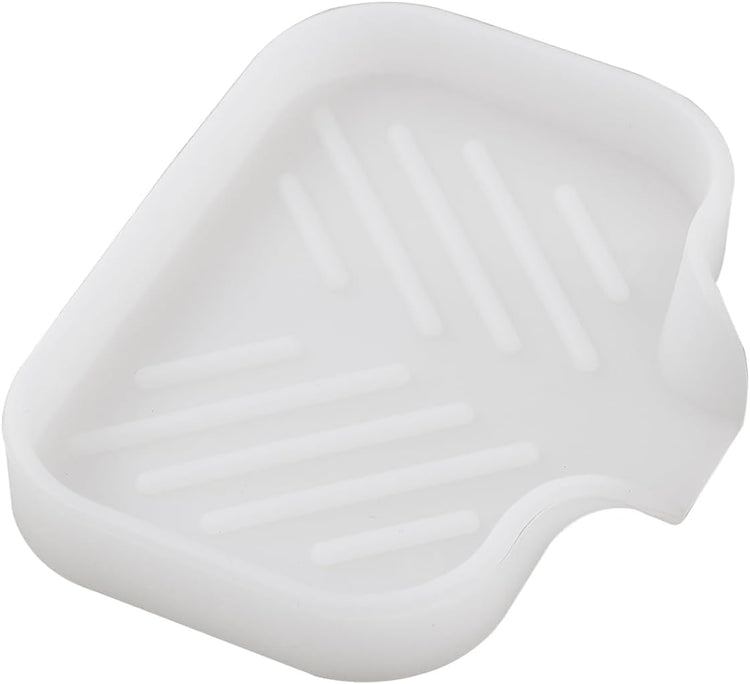 Silicone Bathroom Soap Dishes with Drain Spout-Bathroom and Kitchen Sink Organizer,Sponge Holder,Dish Soap Tray,Perfect for Dispenser,Scrubber,Bottle,Cup on Counter Translucent 4.9"×3.2"