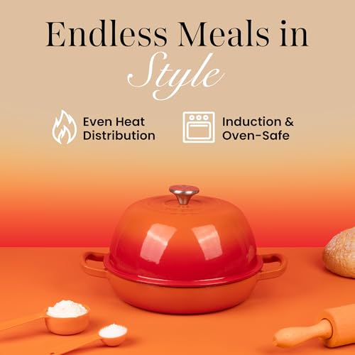 Enamelled Cast Iron Dutch Oven Pot (Orange)