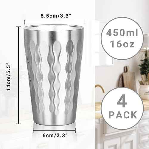 Stainless Steel Double Wall Cups (fire diamond-patterned / 16oz,4pcs)