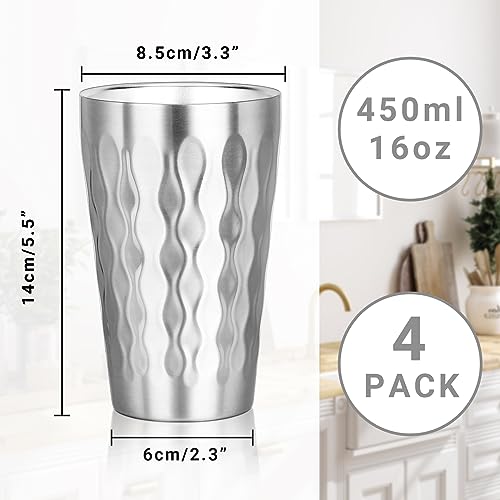 Stainless Steel Double Wall Cups (fire diamond-patterned / 16oz,4pcs)