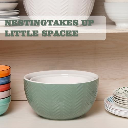 Ceramic Nesting Mixing Bowls (avocado green)