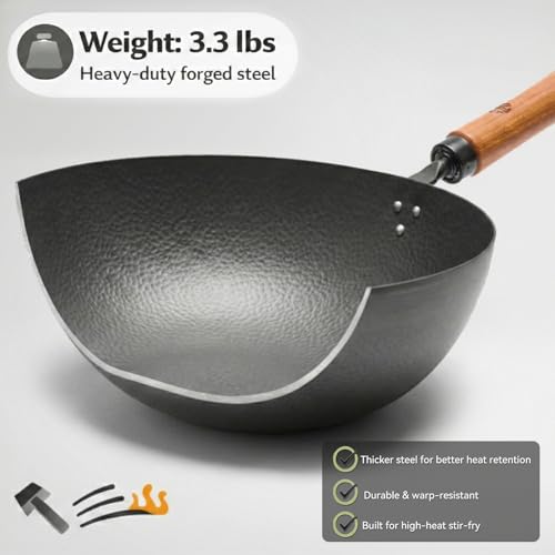 Carbon Steel Wok Pan 11 Inch (11 Inch Round Bottom)
