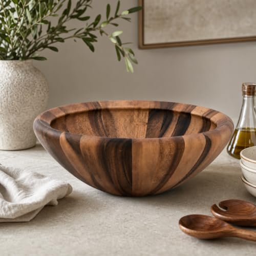 Acacia Wood Salad Bowl (6" Tall x 16" Diameter)
