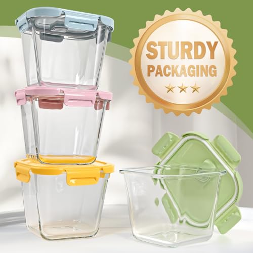 Borosilicate Glass Soup Containers with Lids (Multicolor)