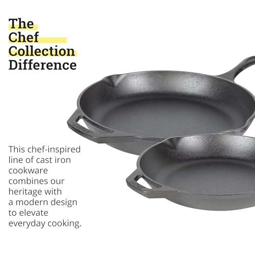 Chef Collection Cast Iron Skillet Set (10" & 12" (Pack of 2))