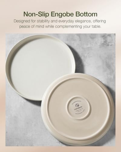Milkyway 24 Piece Stoneware Dinnerware Set with Pasta Bowls (Matte Beige White / Service for 6 (Include Pasta Bowls))