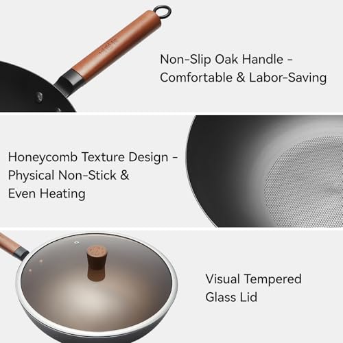 12.6" Carbon Steel Wok Pan with Lid (12.6")