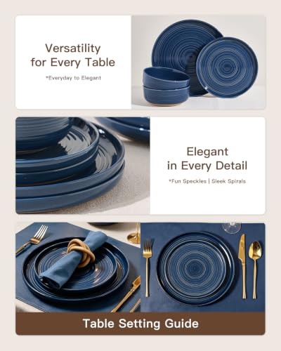 Ceramic Dinnerware Set for 4 (Abyssal Blue)