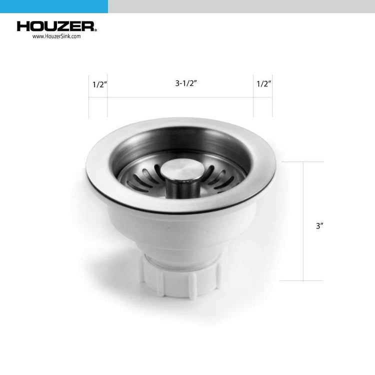 190-9300 - 3-1/2 Inch Stainless Steel Deep Cup Kitchen Sink Basket Strainer, Durable Food Catcher Stopper for Metal Kitchen Sink, Ideal for Filtering Waste and Preventing Clogs