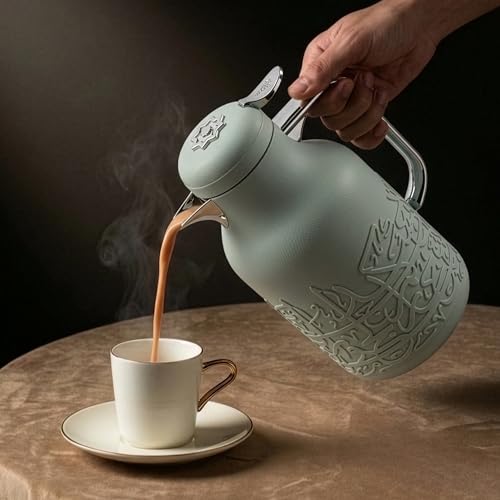Insulated Carafe Flask 1L For Hot Coffee & Tea (Green mint & Silver)