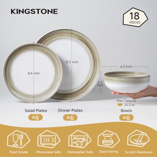 Stoneware Dinnerware Set (Green / Service for 6-18Pcs)