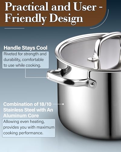 7-Piece Tri-Ply Clad Stainless Steel Cookware Pots & Pans Set