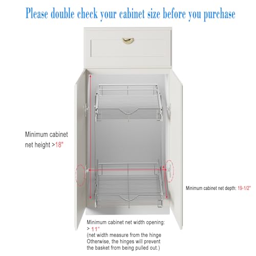2 Tier Pull Out Cabinet Organizer (Chrome / 11" W X 18" D)