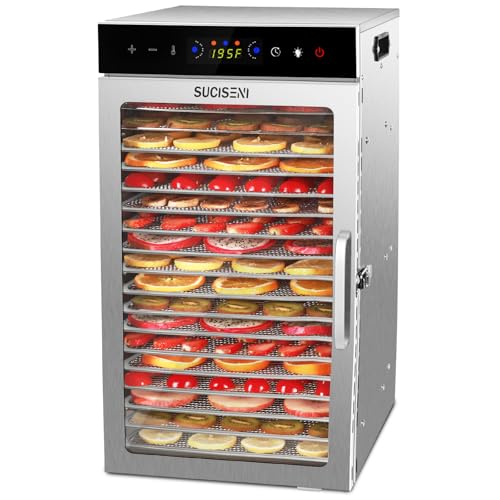 Food Dehydrator Machine 1000W 18 Trays Stainless Steel Commercial Food Dehydrated Dryer with 24H Timer Touch (18 Count)