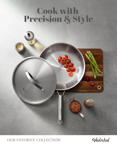 Stainless Steel Frying Pan Set with Lids 8+10+12 Inch